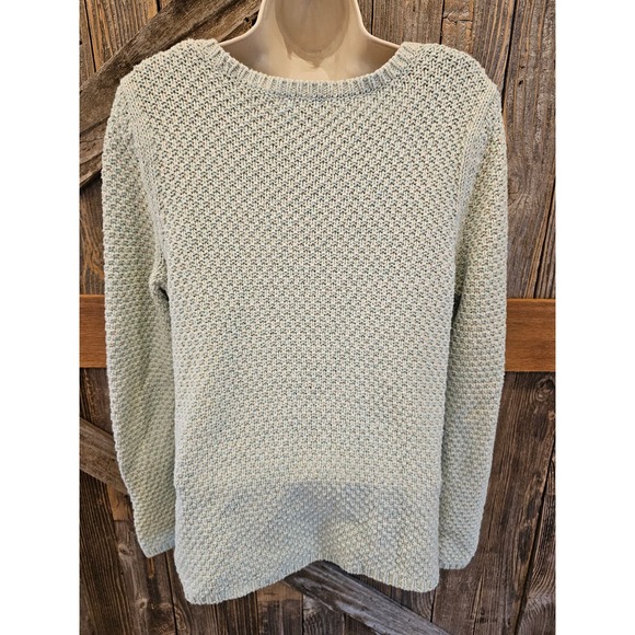 Talbots size medium green chunky knit sode zip tunic sweater ^ - Picture 2 of 7